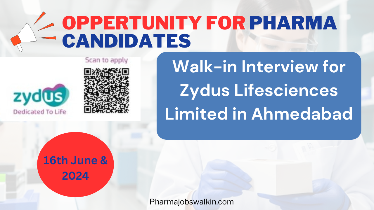 Walk-in Interview for Zydus Lifesciences Limited in Ahmedabad